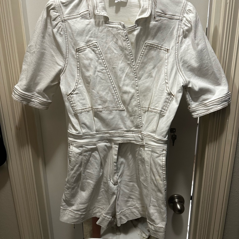 White Short Sleeve Romper